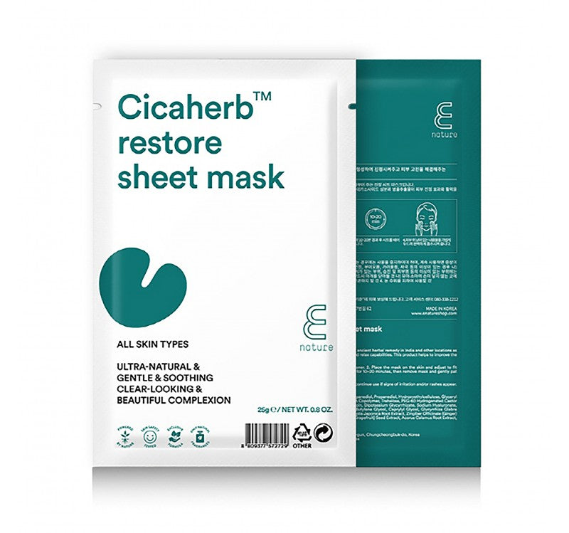 Enature Cicaherb Restore Sheet Mask - Korean-Skincare